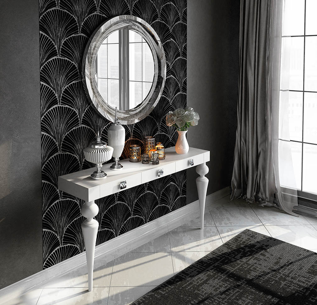 Luxe console with matching mirror 035